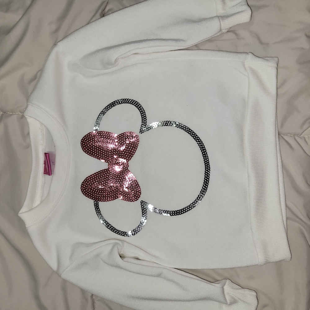 Wonder Nation White Sweater with Pink and Black Accents